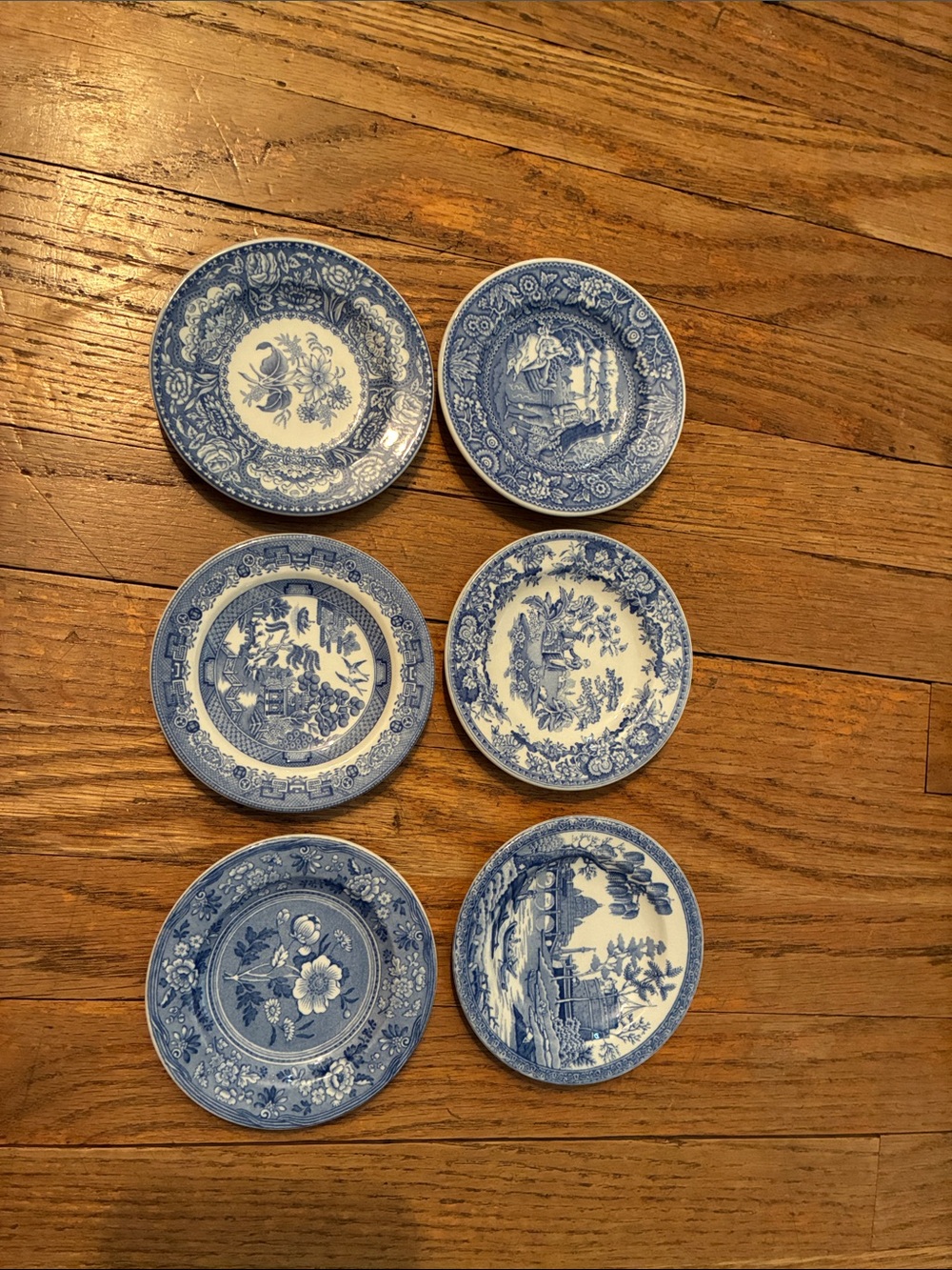Spode Blue and White Earthenware Decorative Plates - Set of 6 Mini Plates